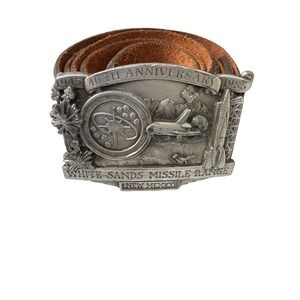 1984 VTG White Sands Missile Range Brown Belt Buckle  Pewter 40th Anniversary